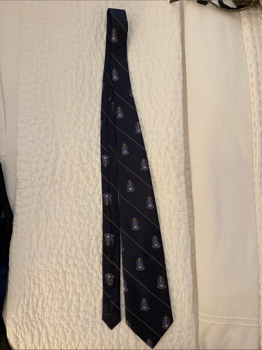 Men's Navy Crest Stripe Tie - Formal Dress Accessory
